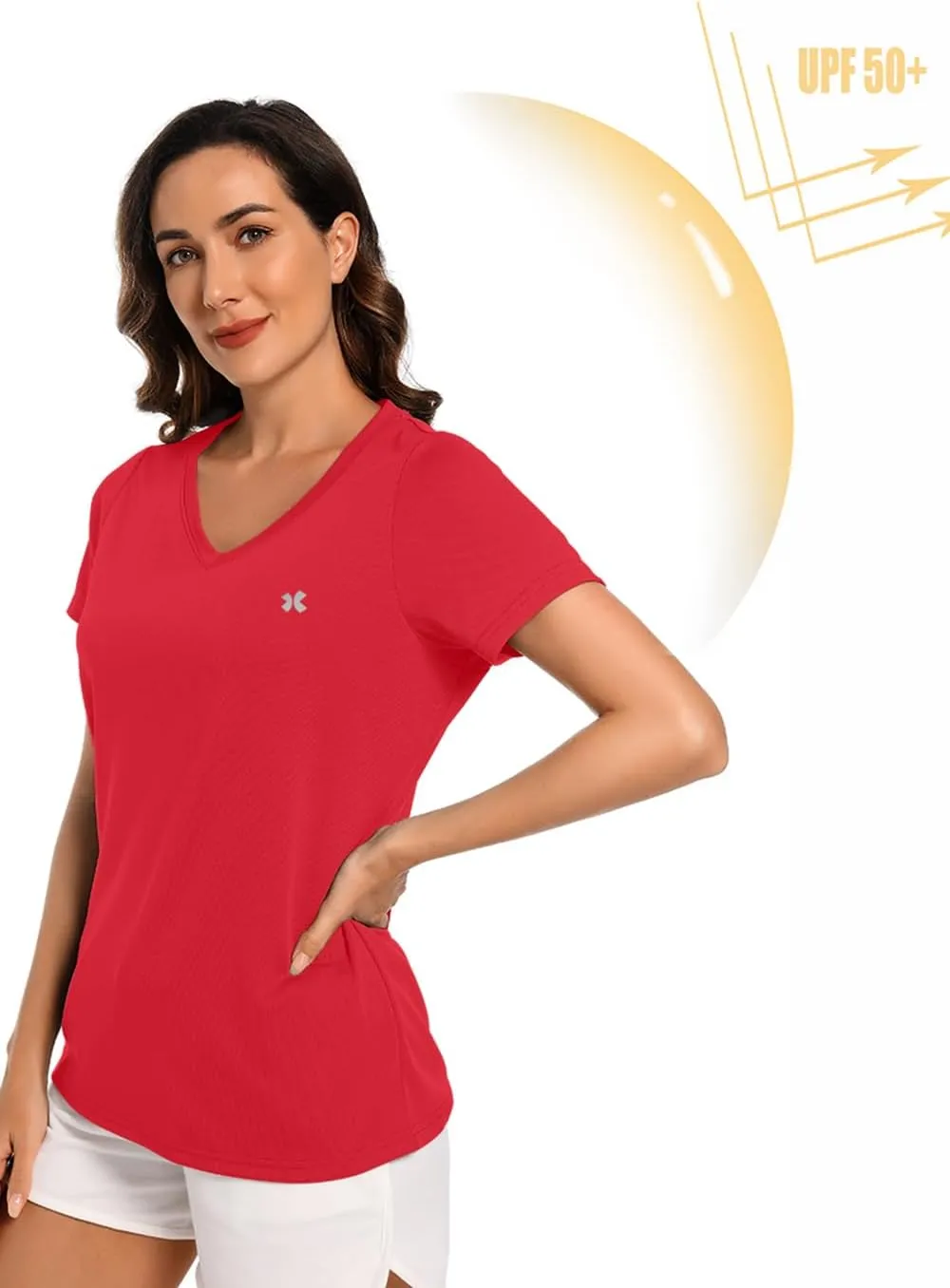 Summer T Shirts for Women Athletic Running T-Shirt Top Quick Dry UV Protection Gym Breathable Short Sleeve Sport Hiking Tops