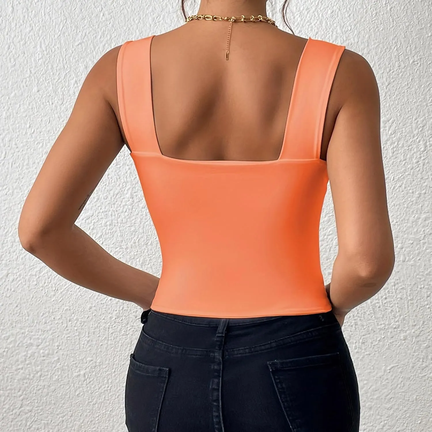 Summer Tank Tops for Women 2025 Casual Sleeveless Square Neck Crop Top Sexy Solid Color Slim Stretch Trendy Clothes