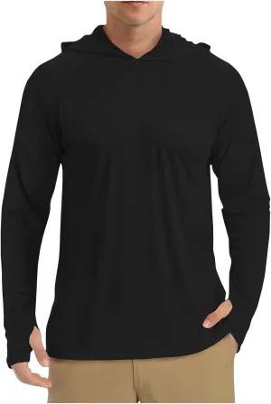 Sun Shirts for Men UPF 50  UV Protection Lightweight Fishing Hoodies Breathable Hiking Rash Guard Running Tee Shirts