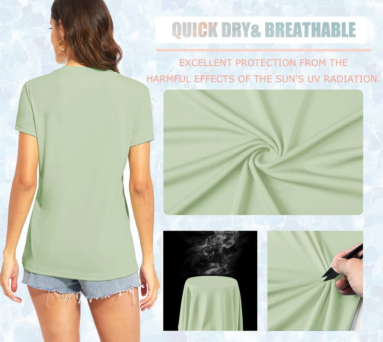 TACVASEN Workout Tops for Women UPF 50  Sun Protection V-Neck T Shirts Short Sleeve Quick Dry Athletic Running Shirts