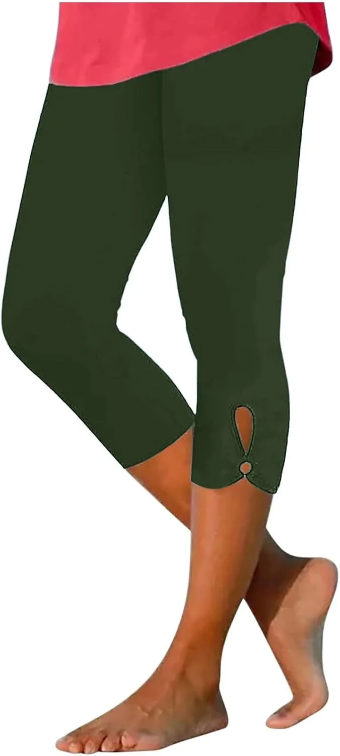 TARIENDY Capri Leggings for Women Trendy 2025 Summer Stretch Capri Pants Plus Size Capris High Waisted Comfy Yoga Pants