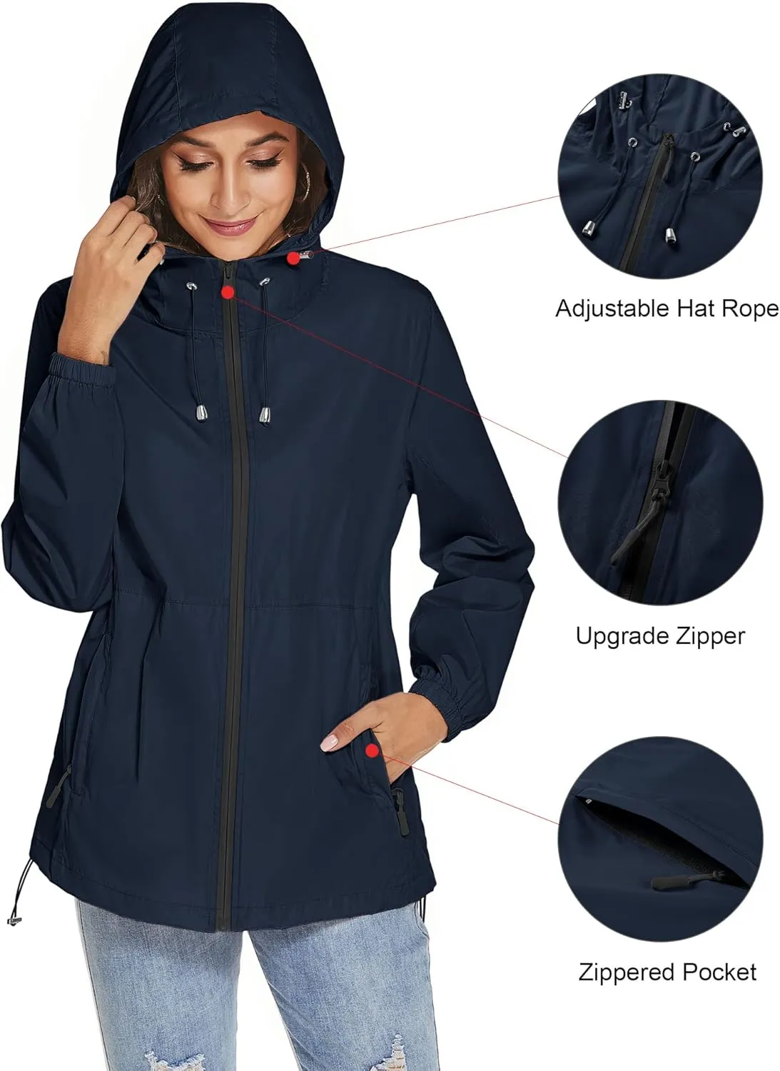 TCOT Womens Rain Jackets Waterproof Windbreaker Jackets lightweight Portable Rain Coat