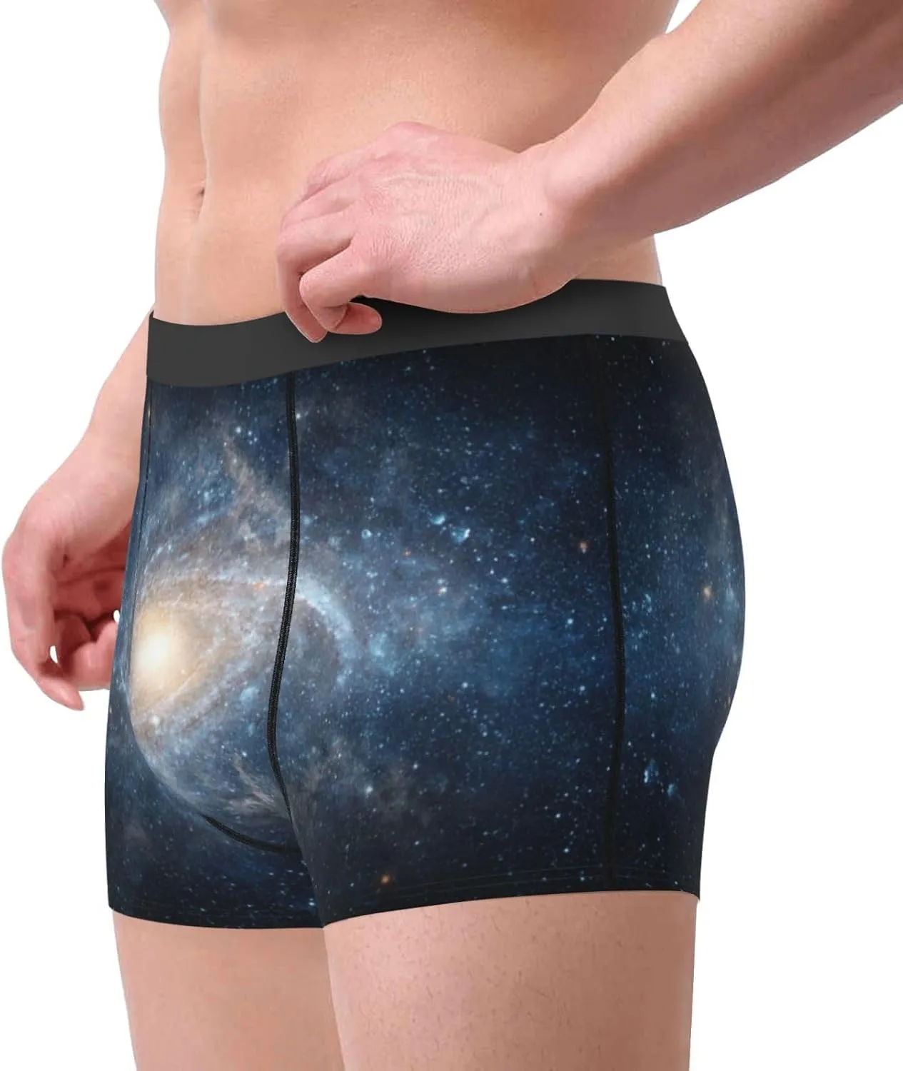 The Galaxy Print Boxer Briefs For Men Breathable Underwear-