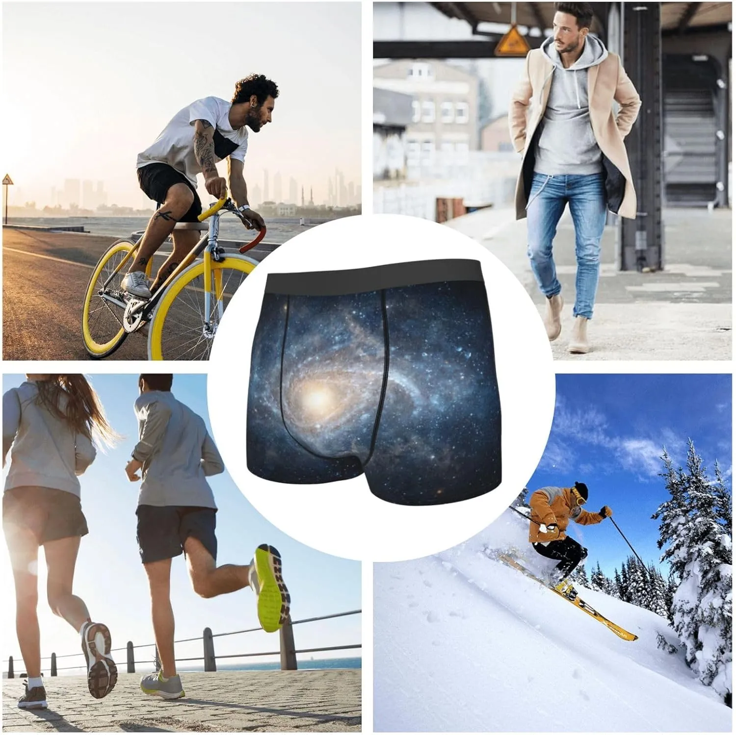The Galaxy Print Boxer Briefs For Men Breathable Underwear-