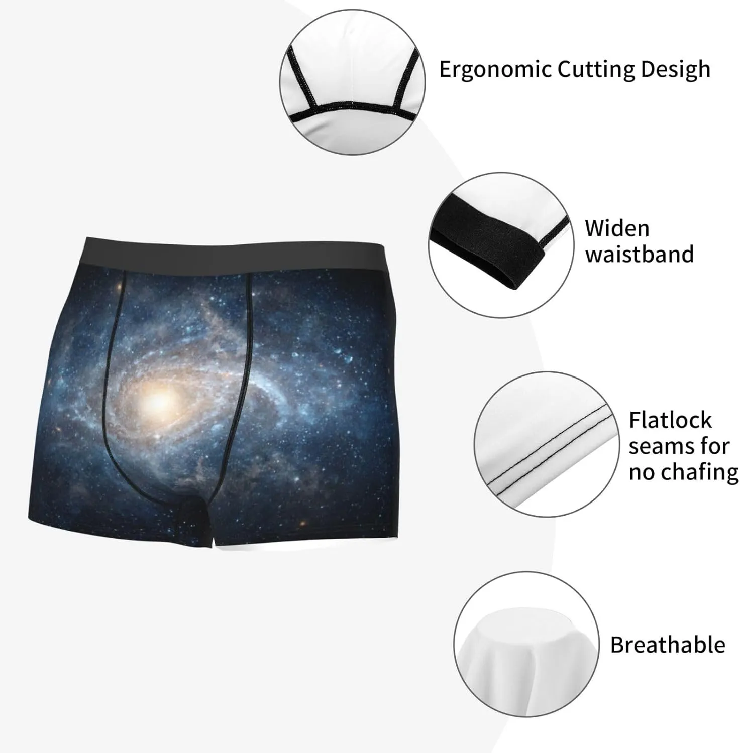The Galaxy Print Boxer Briefs For Men Breathable Underwear-