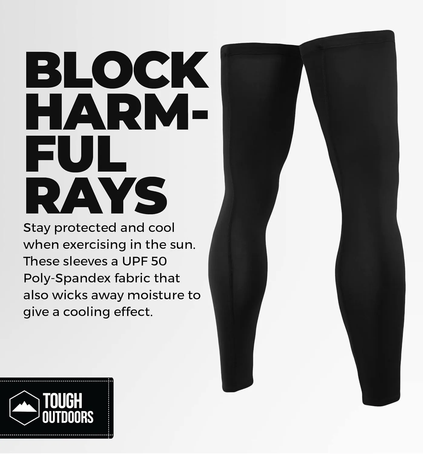 Tough Outdoors Compression Leg Sleeves - Full Leg Compression Sleeve for Men & Women, UV Leg Sleeves - Cycling Leg Warmers