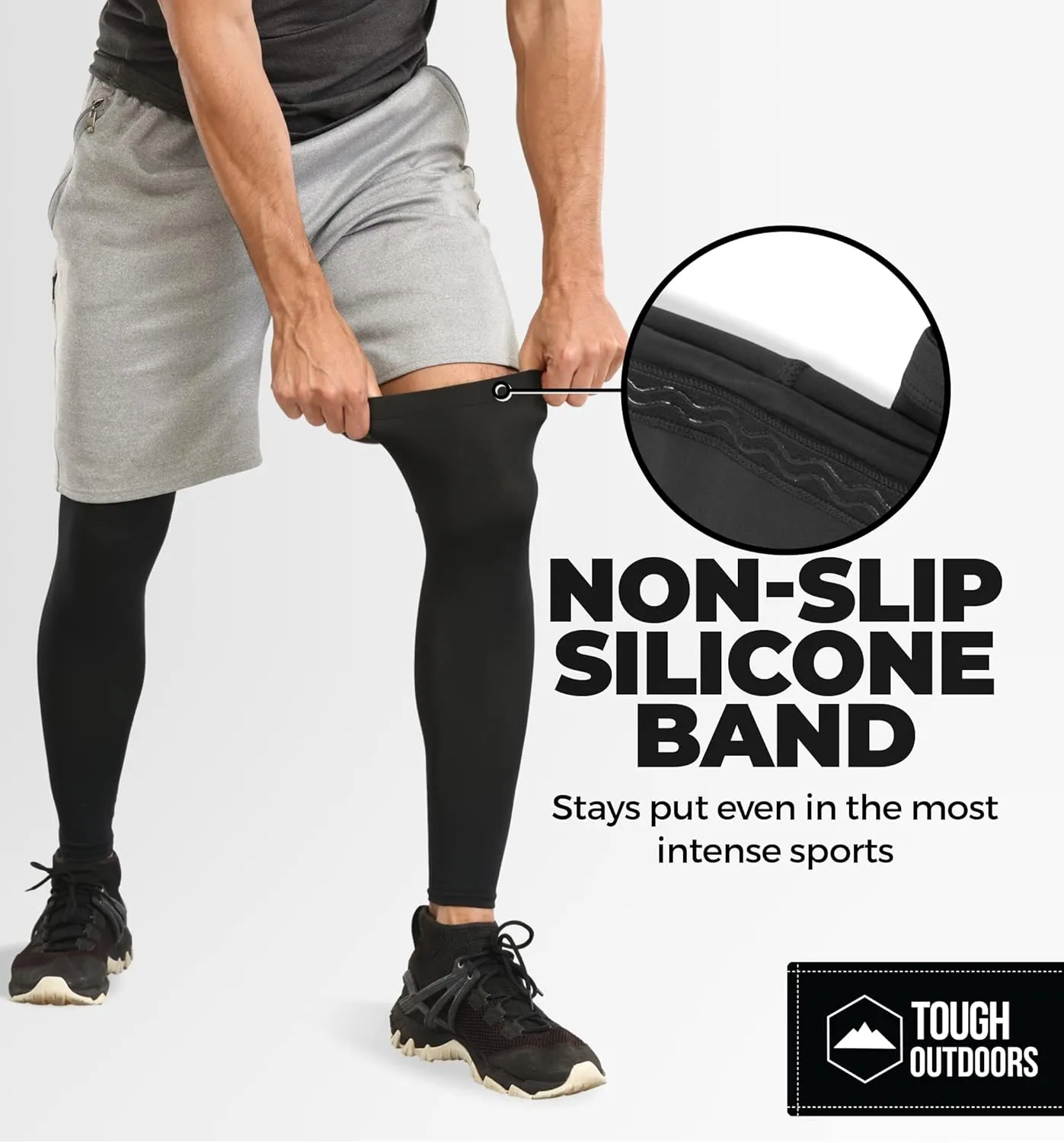 Tough Outdoors Compression Leg Sleeves - Full Leg Compression Sleeve for Men & Women, UV Leg Sleeves - Cycling Leg Warmers