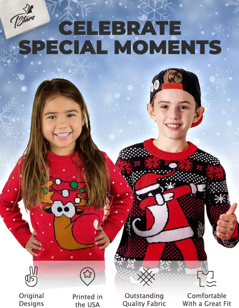 Tstars Basketball Boys Ugly Christmas Sweater Style Sweatshirt Merry Swishmas Xmas Holiday Youth Kids Sweatshirts
