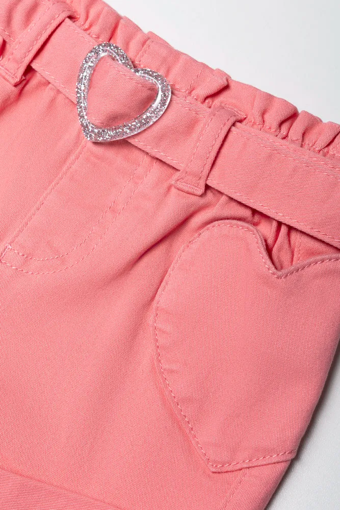 Twill Short With Heart Pockets Pink