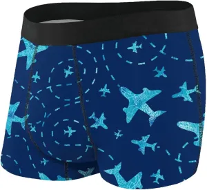TZT Blue Airplane Men'S Underwear Breathable Stretch Boxer Briefs