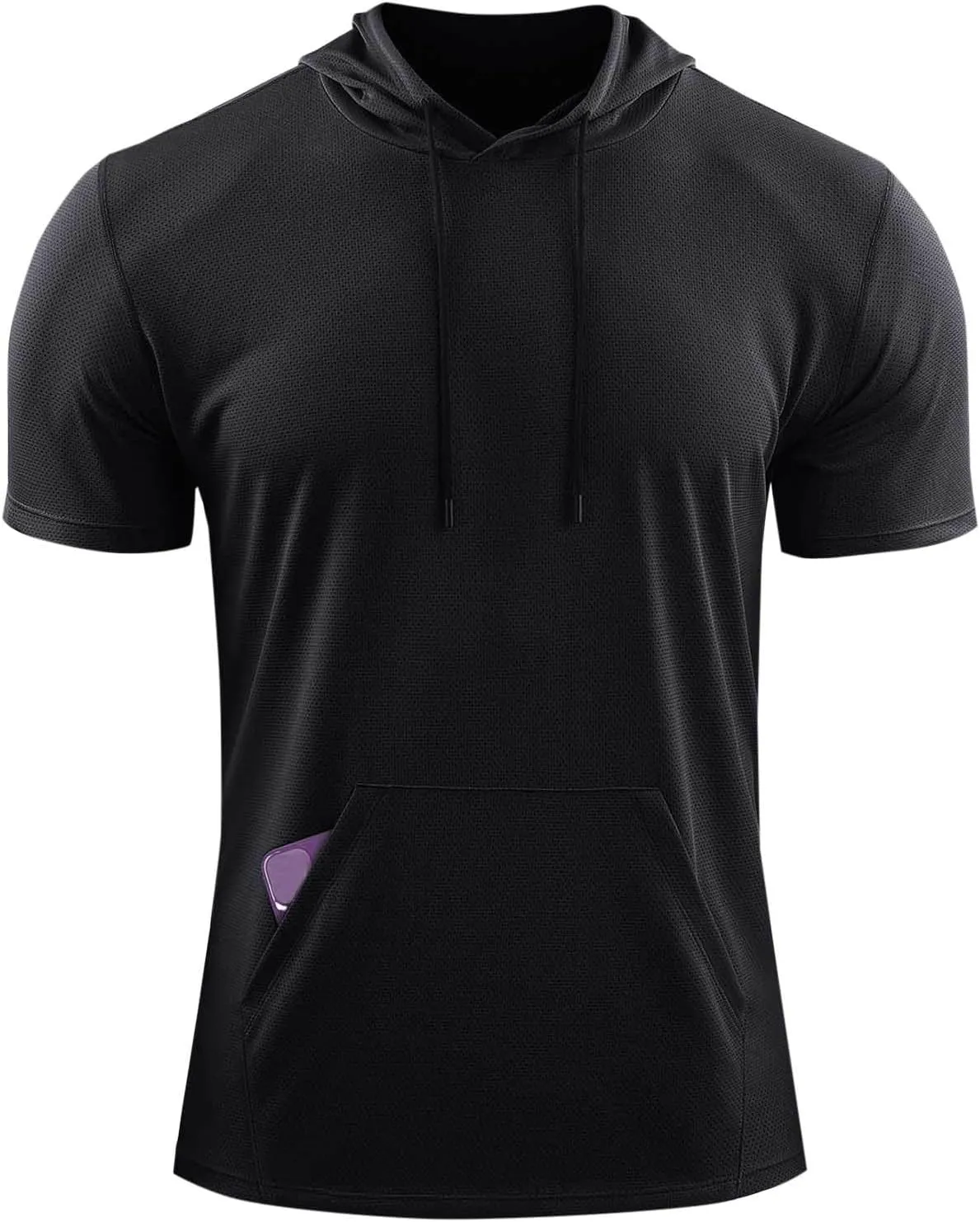 Uillui Men's Performance Hooded T-Shirt Mesh Quick Dry Athletic Hoodie Short Sleeve Outdoor Running Fitness Sports Shirts