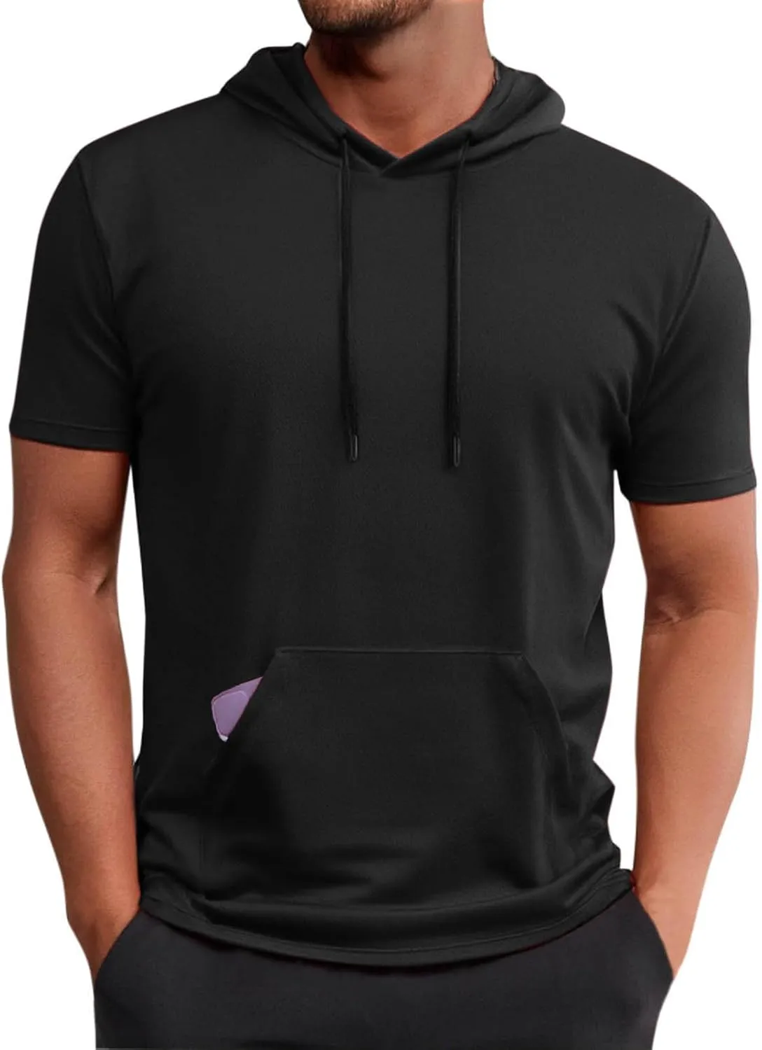 Uillui Men's Performance Hooded T-Shirt Mesh Quick Dry Athletic Hoodie Short Sleeve Outdoor Running Fitness Sports Shirts
