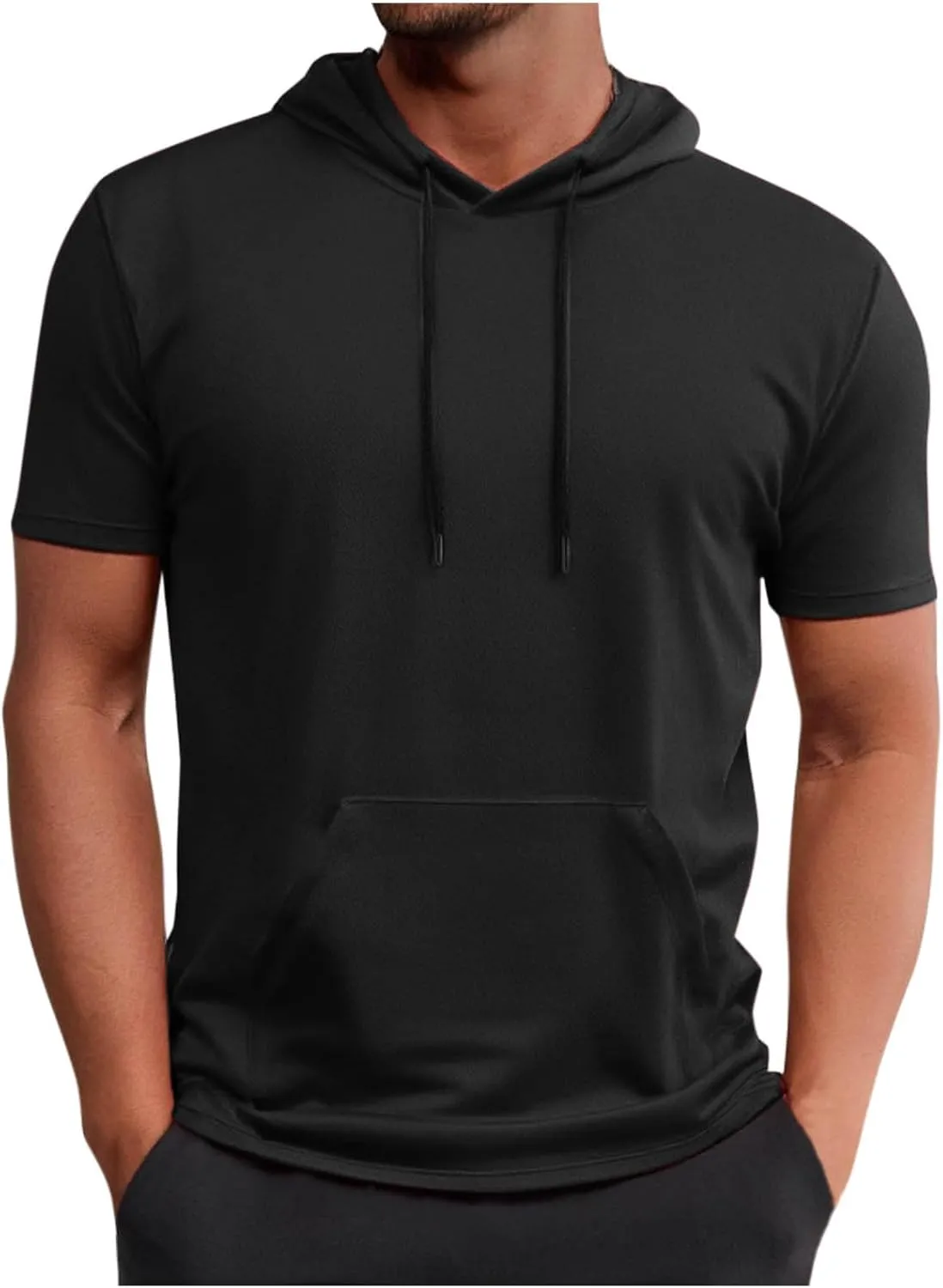 Uillui Men's Performance Hooded T-Shirt Mesh Quick Dry Athletic Hoodie Short Sleeve Outdoor Running Fitness Sports Shirts