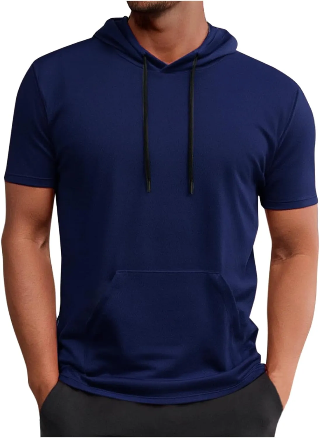 Uillui Men's Performance Hooded T-Shirt Mesh Quick Dry Athletic Hoodie Short Sleeve Outdoor Running Fitness Sports Shirts