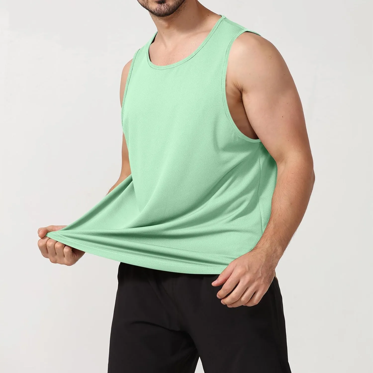 Uillui Mens Workout Tank Tops Quick Dry Running Shirts Sleeveless Mesh Muscle Gym Shirts Athletic Training Sports ​Tank Tops