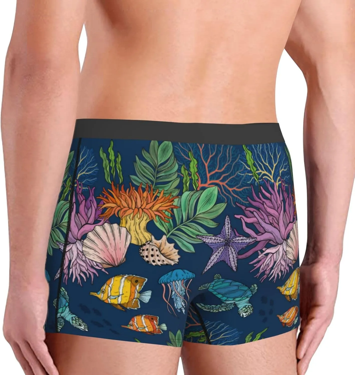 Undersea Animals Print Boxer Briefs For Men Breathable Underwear-