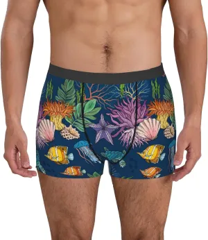 Undersea Animals Print Boxer Briefs For Men Breathable Underwear-