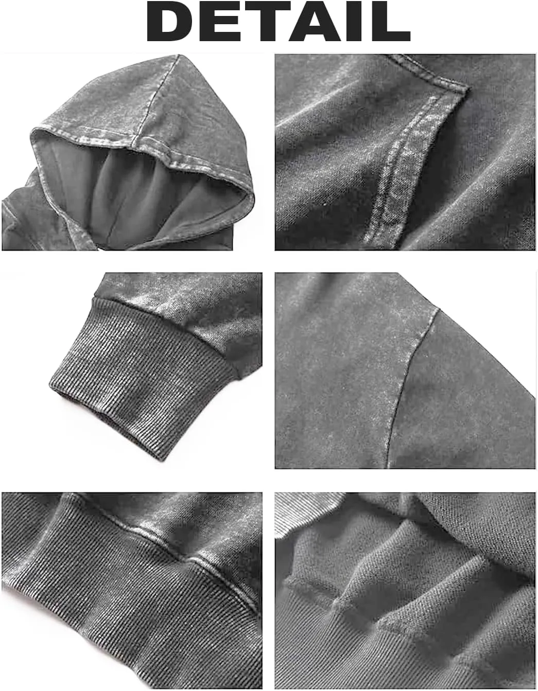 UNISEX Hoodies Vintage Oversized Hoodie Acid Wash Couples Cotton Pullover Hoodies Streetwear Sweatshirts