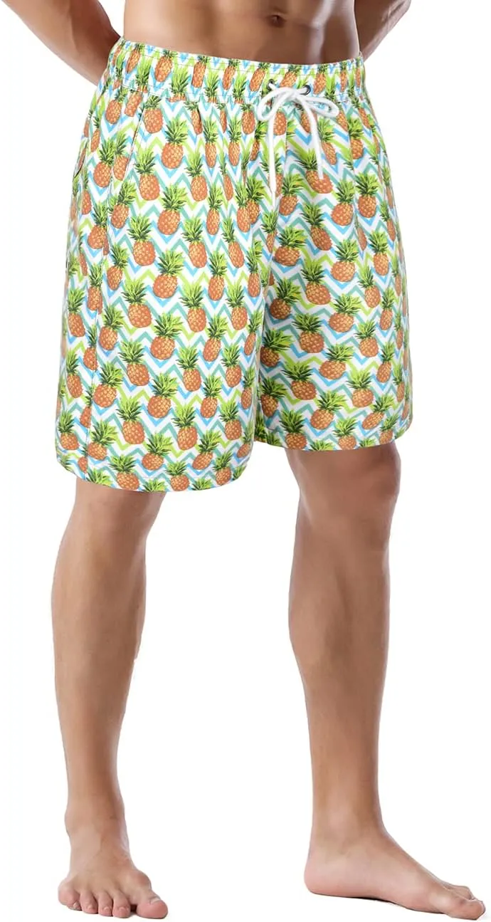 unitop Men's Board Shorts Quick Dry Washed Vintage Bathing Trunks