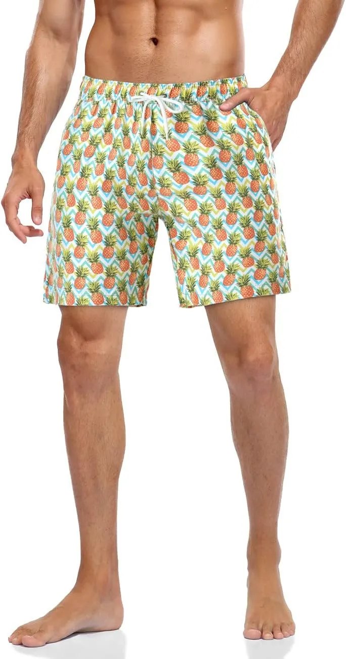unitop Men's Board Shorts Quick Dry Washed Vintage Bathing Trunks