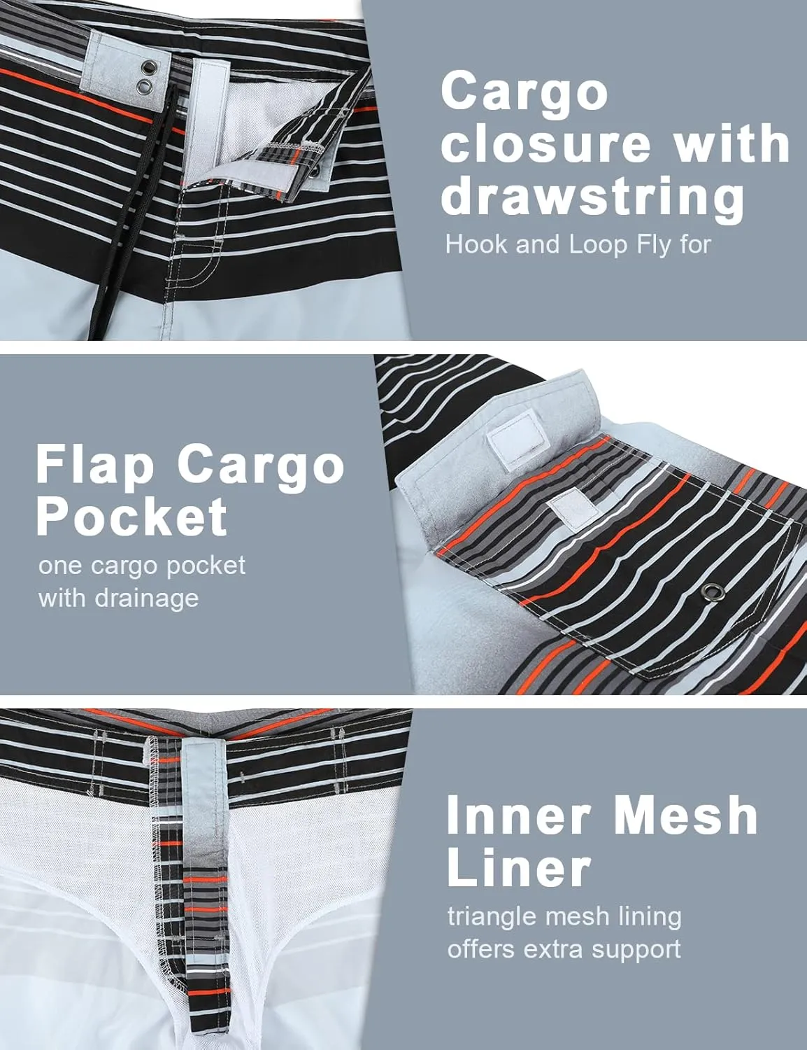 unitop Men's Board Shorts Summer Holiday Surf Trunks Quick Dry