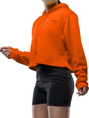 URBAN BUCK Womens Neon Orange Cropped Hoodie Casual High Visibility Long Sleeve Lamey Workout Crop Top Pullover Hooded Sweatshirt (XL)