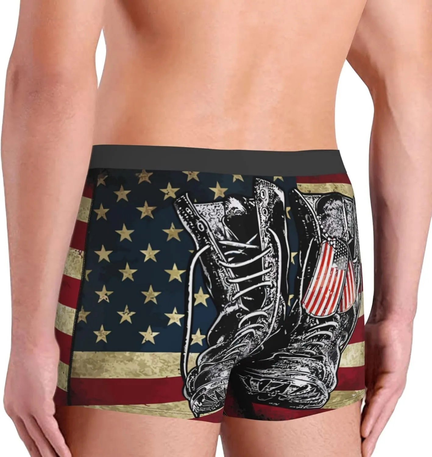 Veterans Day Print Boxer Briefs For Men Breathable Underwear-