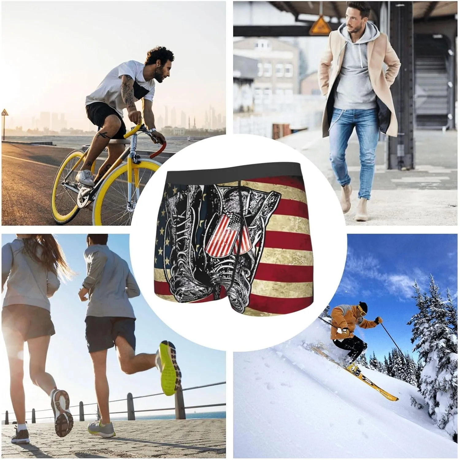 Veterans Day Print Boxer Briefs For Men Breathable Underwear-