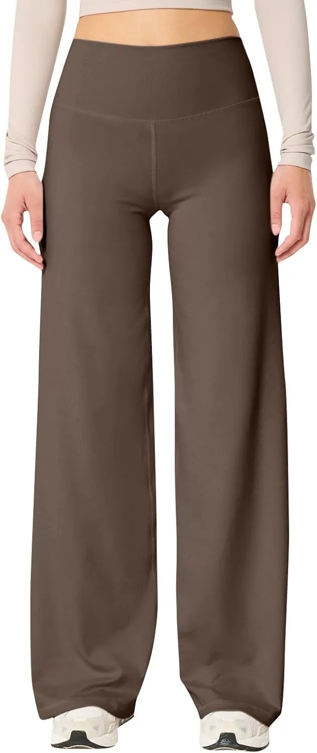Wide Leg Yoga Pants for Women Casual Comfy High Waisted Stretch Pants Tummy Control Baggy Athletic Workout Pants