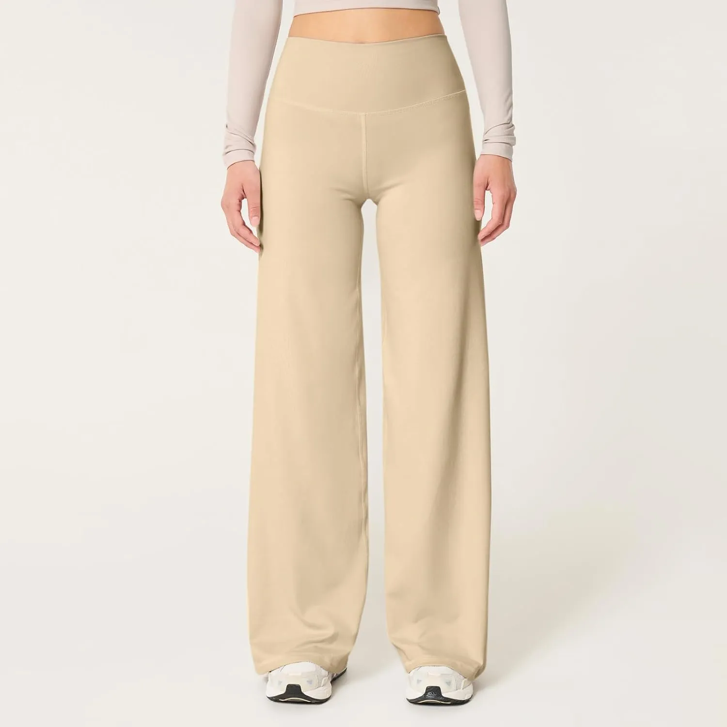 Wide Leg Yoga Pants for Women Casual Comfy High Waisted Stretch Pants Tummy Control Baggy Athletic Workout Pants