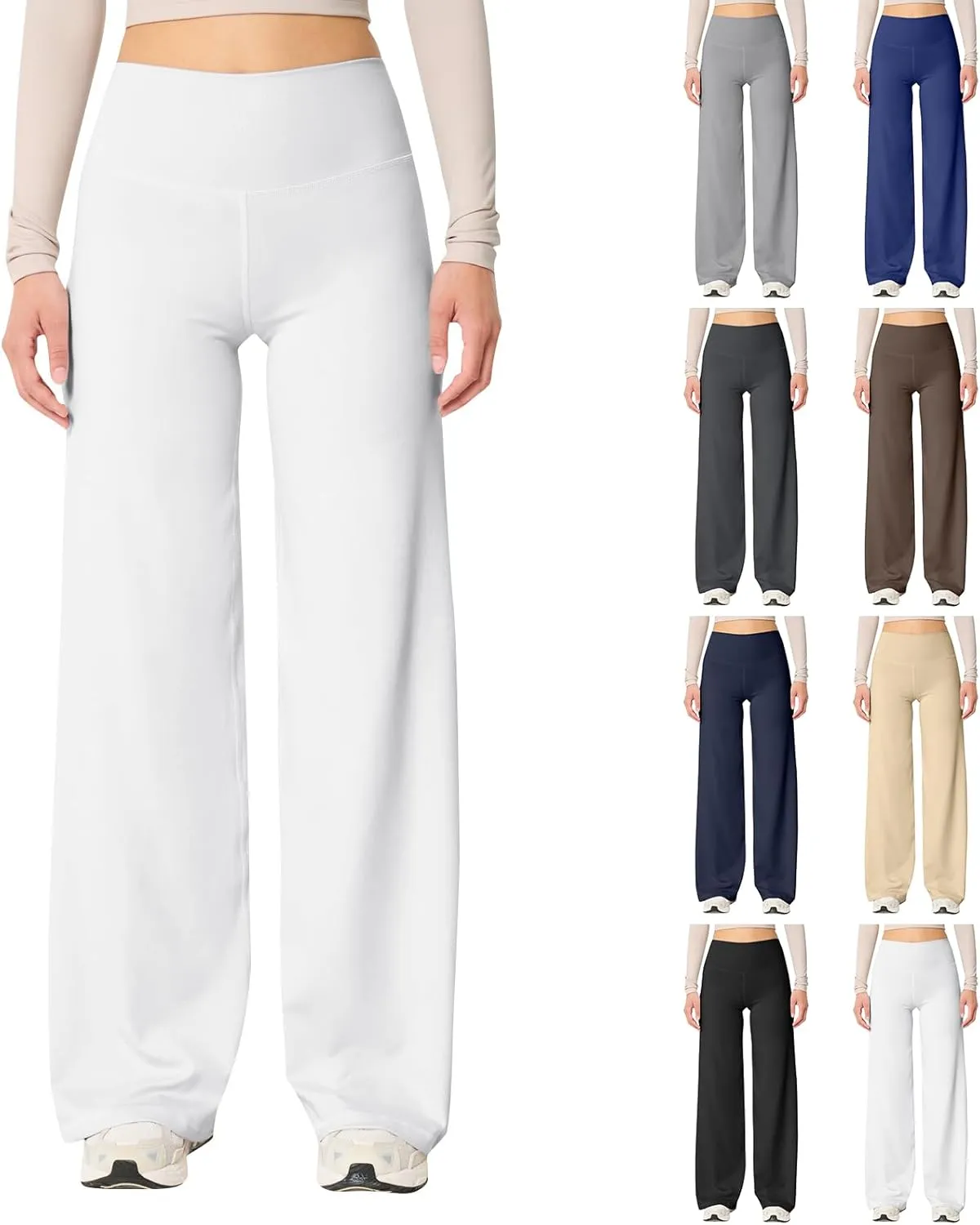 Wide Leg Yoga Pants for Women Casual Comfy High Waisted Stretch Pants Tummy Control Baggy Athletic Workout Pants