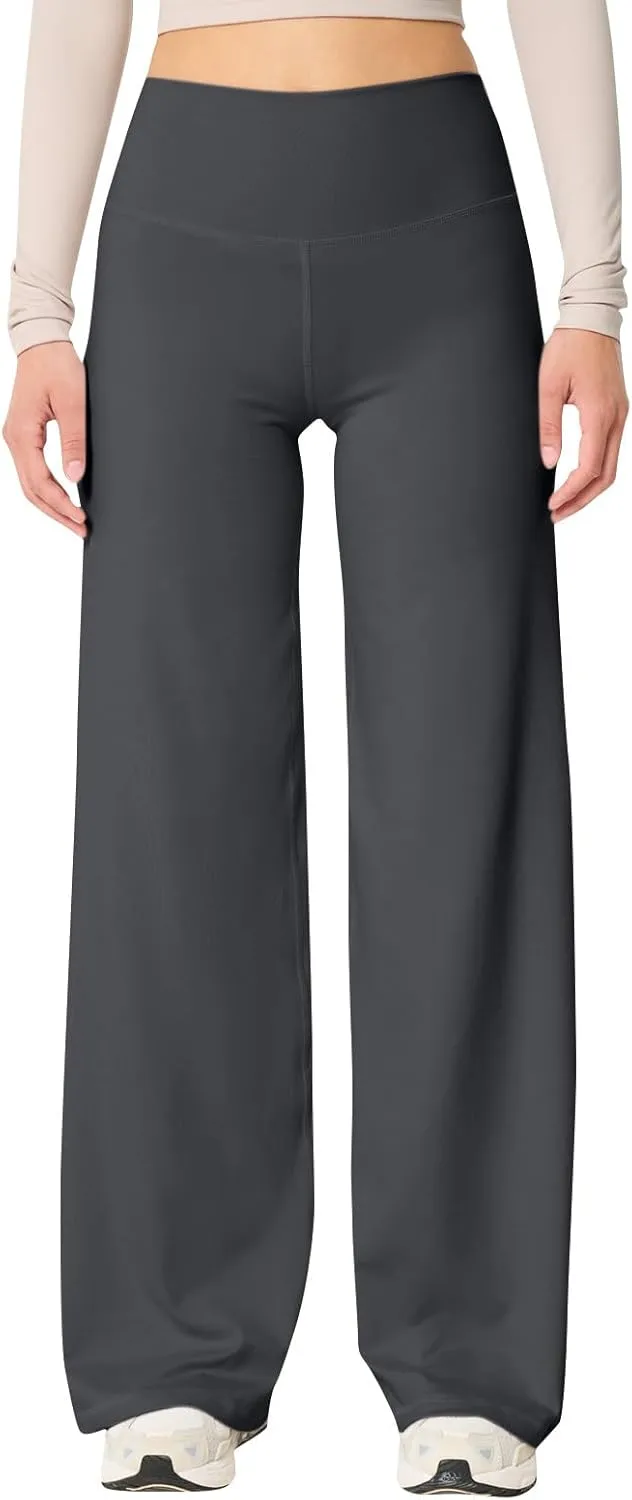 Wide Leg Yoga Pants for Women Casual Comfy High Waisted Stretch Pants Tummy Control Baggy Athletic Workout Pants