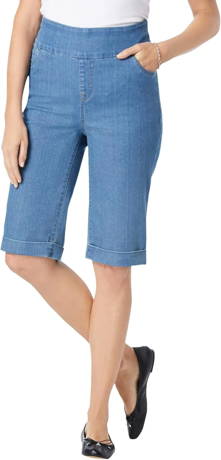 Woman Within Plus Size Flex-Fit Pull-On Denim Short