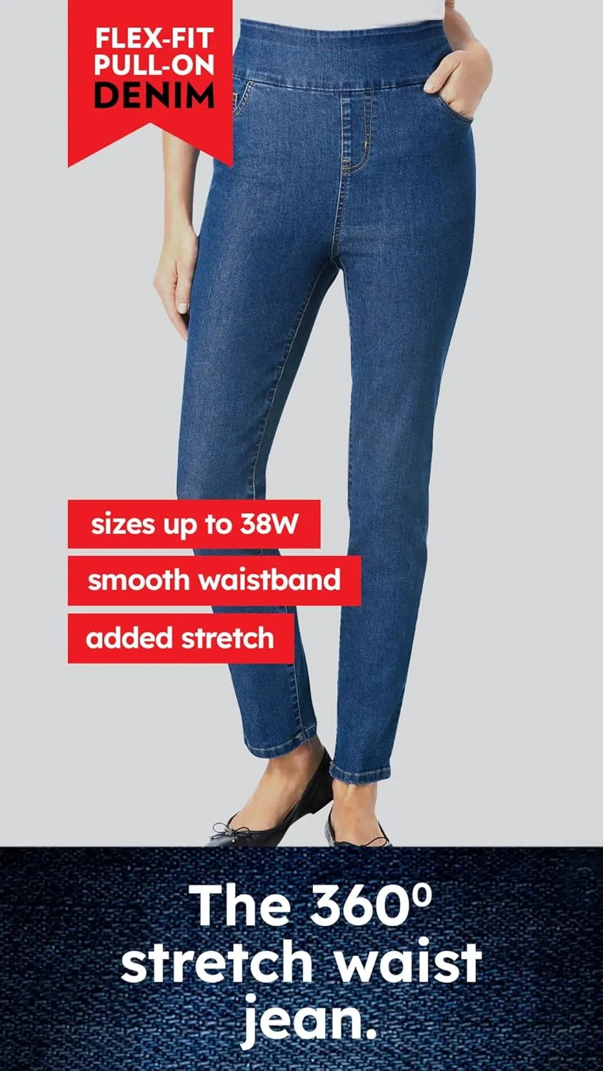Woman Within Plus Size Flex-Fit Pull-On Denim Short