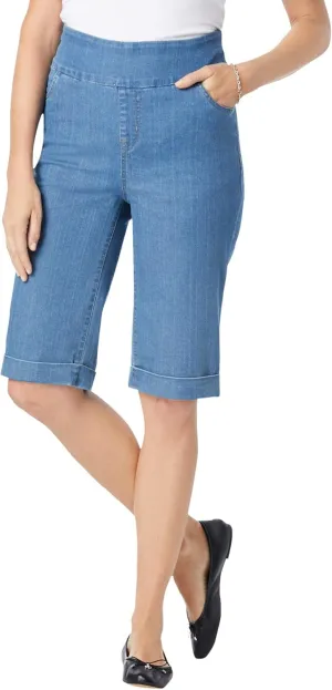Woman Within Plus Size Flex-Fit Pull-On Denim Short