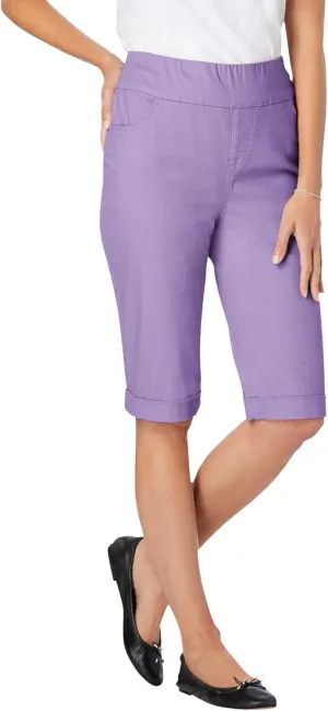 Woman Within Plus Size Flex-Fit Pull-On Denim Short