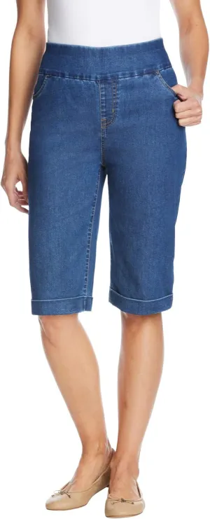 Woman Within Plus Size Flex-Fit Pull-On Denim Short
