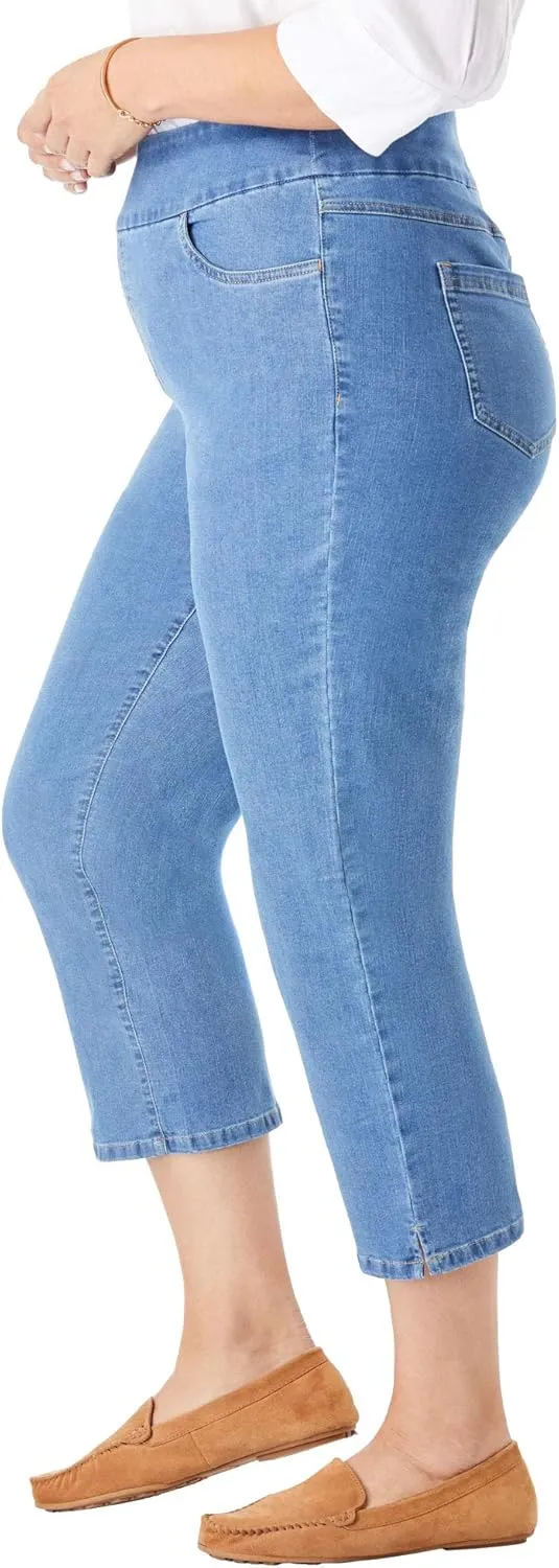 Woman Within Women's Plus Size Flex-Fit Pull-On Denim Capri