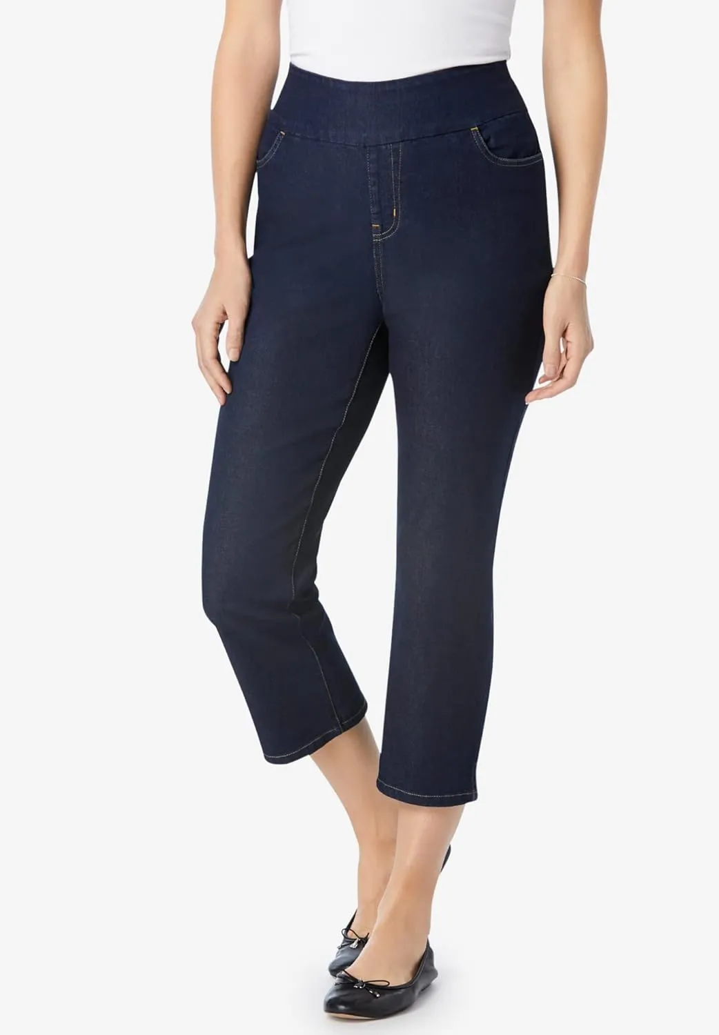 Woman Within Women's Plus Size Flex-Fit Pull-On Denim Capri