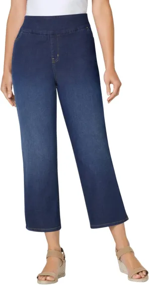Woman Within Women's Plus Size Flex-Fit Pull-On Denim Capri