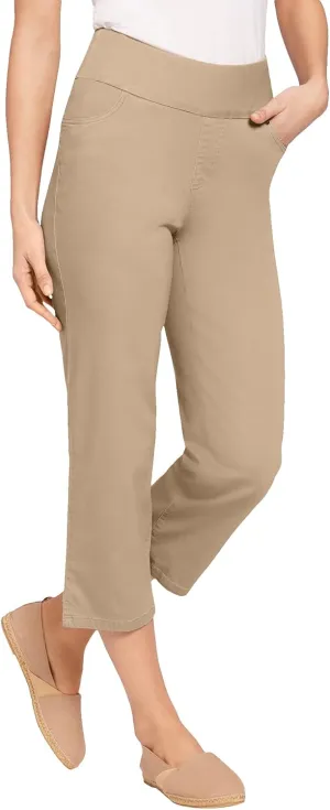Woman Within Women's Plus Size Flex-Fit Pull-On Denim Capri