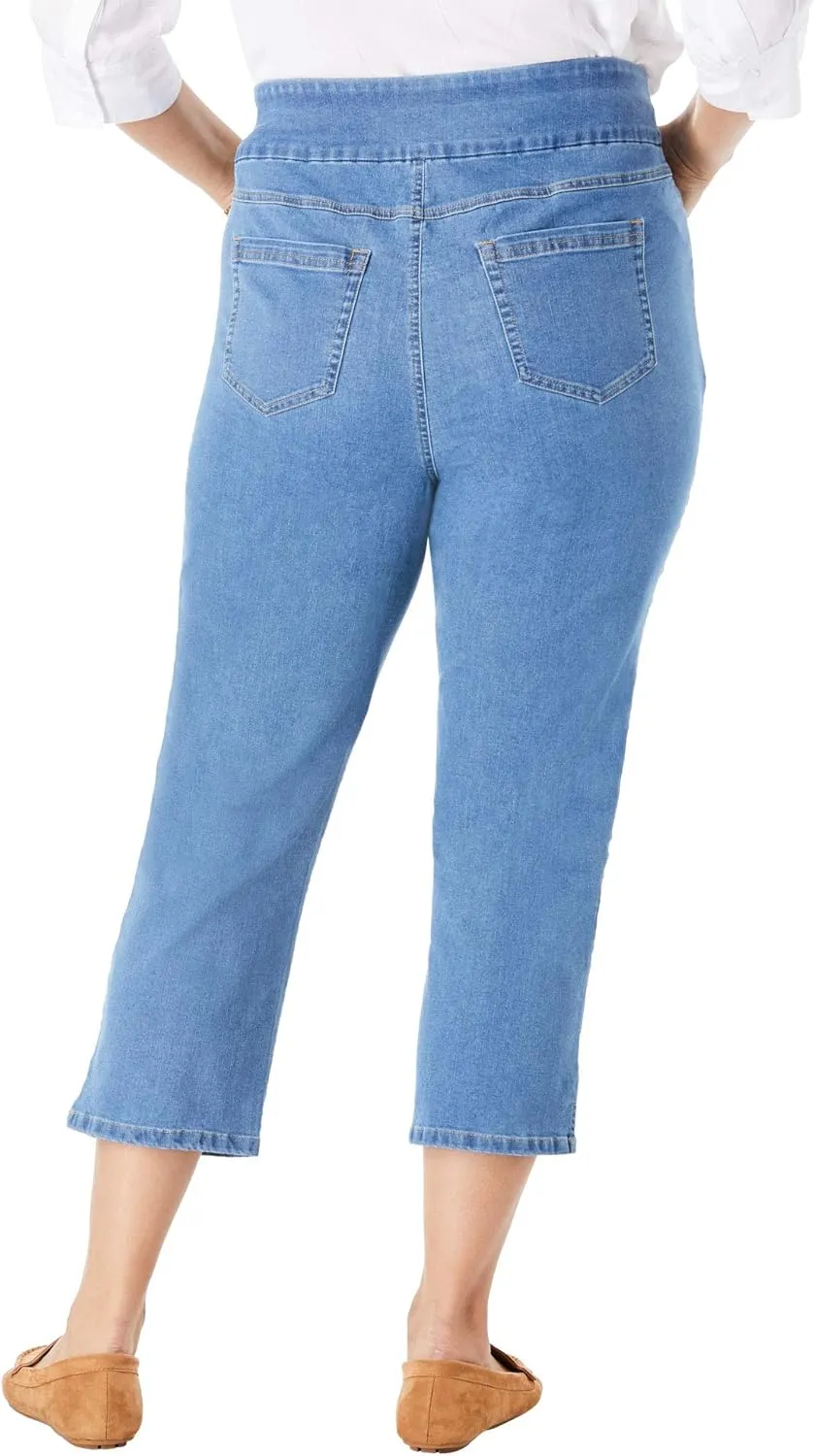 Woman Within Women's Plus Size Flex-Fit Pull-On Denim Capri