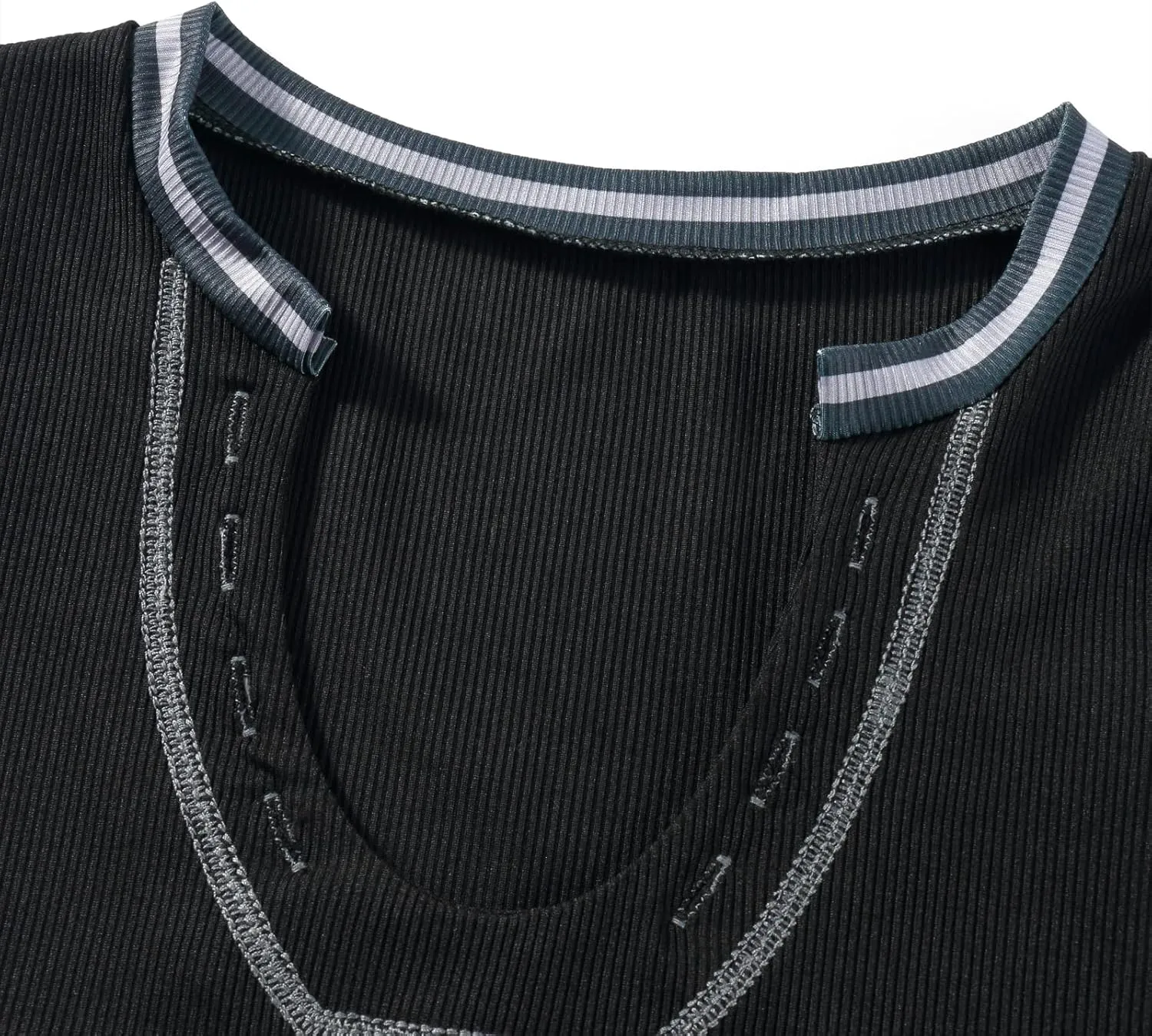 Women Summer Rib Knit Cap Sleeve Tight Crop Top V Neck Going Out Slim Fit Basic Contrast Color Y2K Skinny Tee Shirt