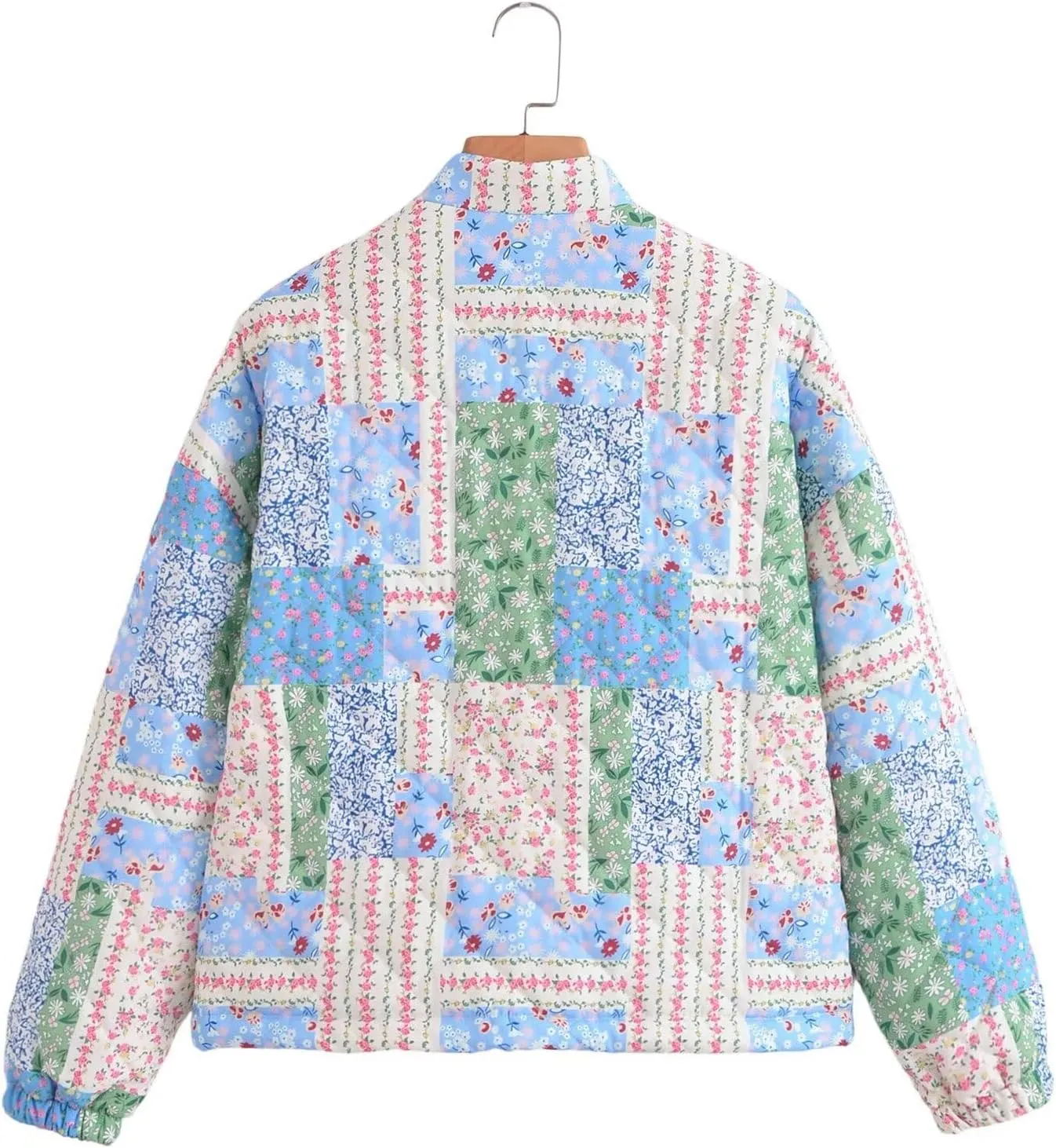 Women Y2k Quilted Jackets Floral Lightweight Puffer Jackets Open Front Cropped Jackets Fashion Winter Coats