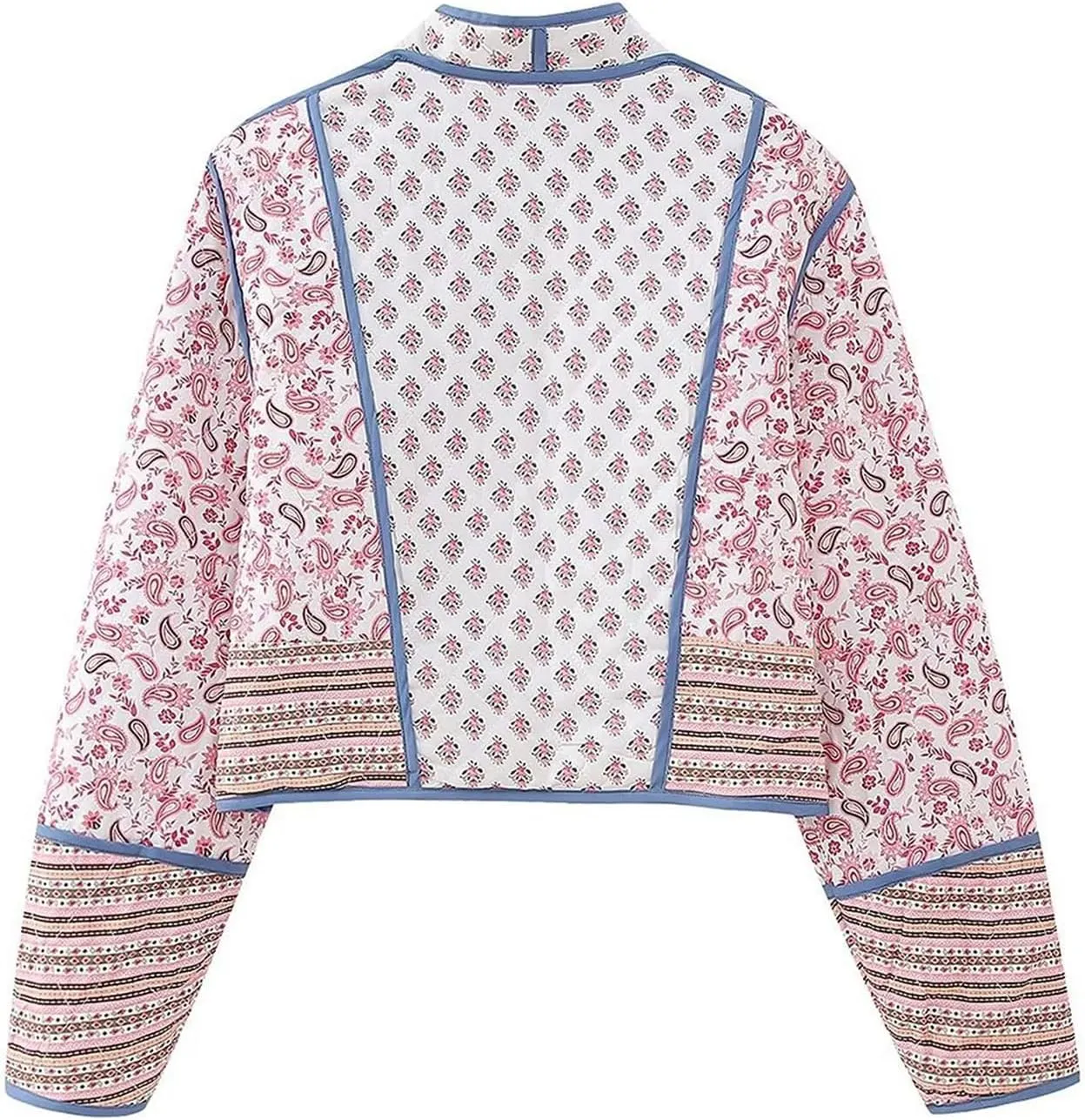 Women Y2k Quilted Jackets Floral Lightweight Puffer Jackets Open Front Cropped Jackets Fashion Winter Coats