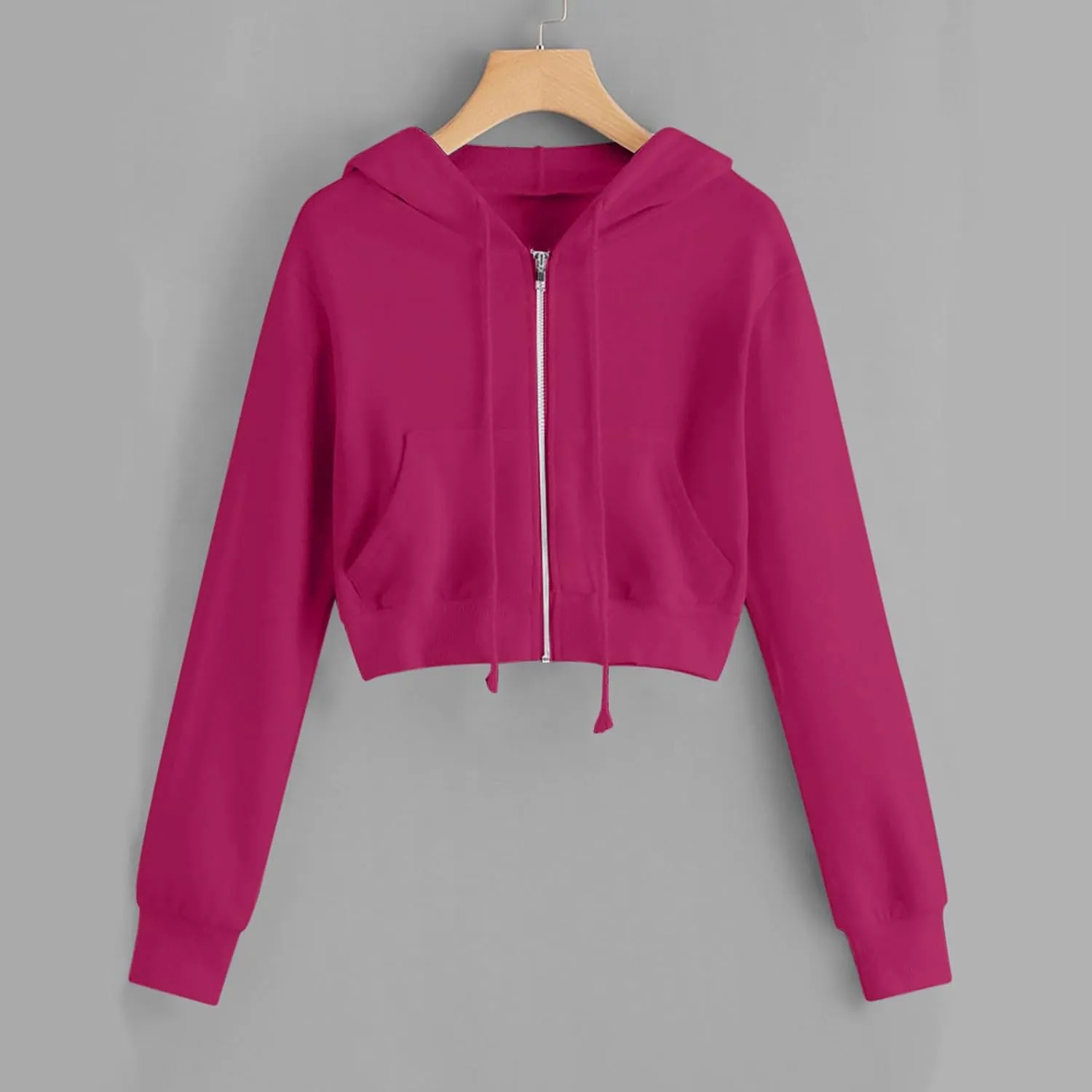 Women Zip up Cropped Hoodies Long Sleeve Crop Tops Y2k Trendy Jackets Sweatshirts Teen Girl Casual Cute Clothing 2025