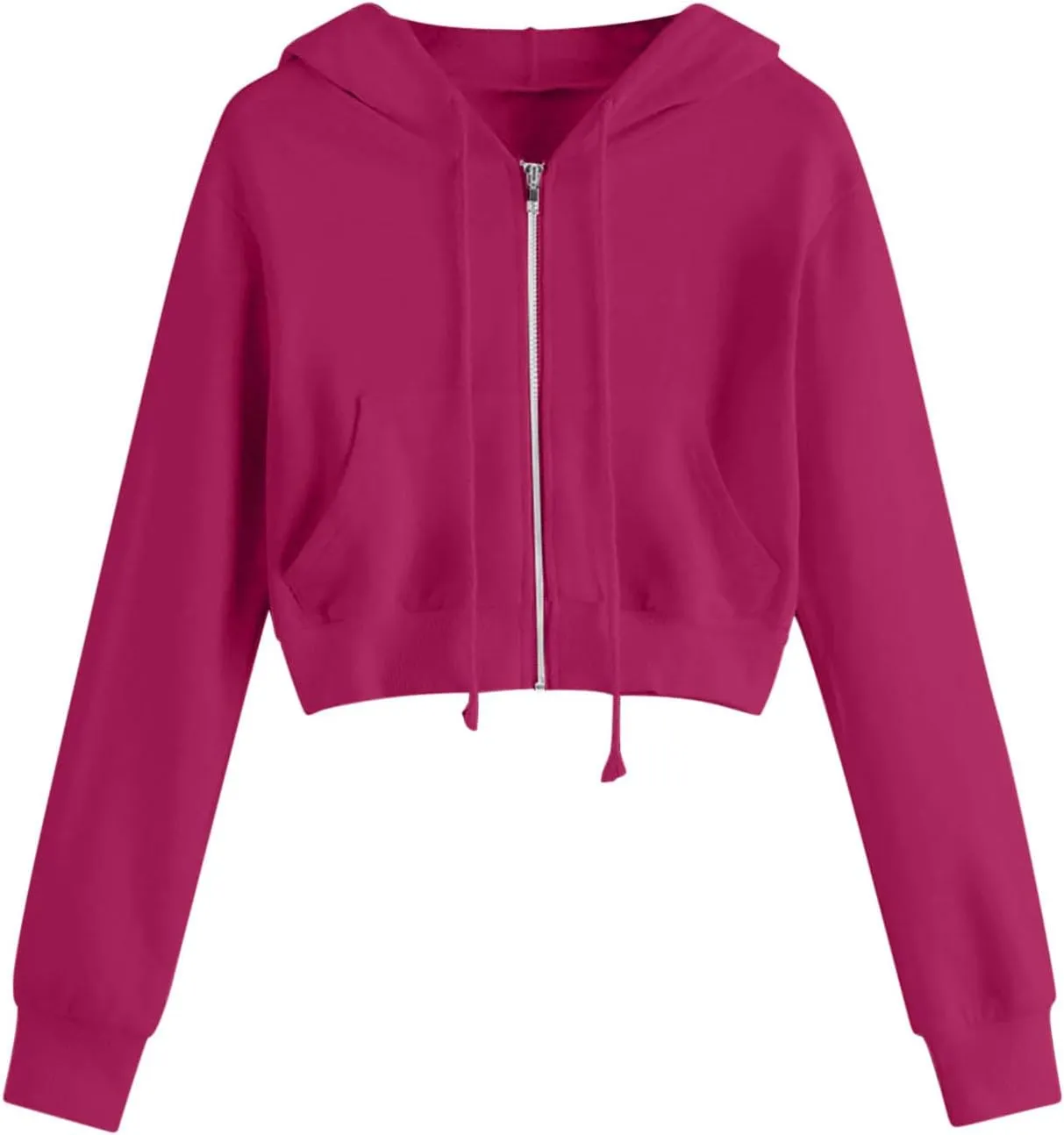 Women Zip up Cropped Hoodies Long Sleeve Crop Tops Y2k Trendy Jackets Sweatshirts Teen Girl Casual Cute Clothing 2025