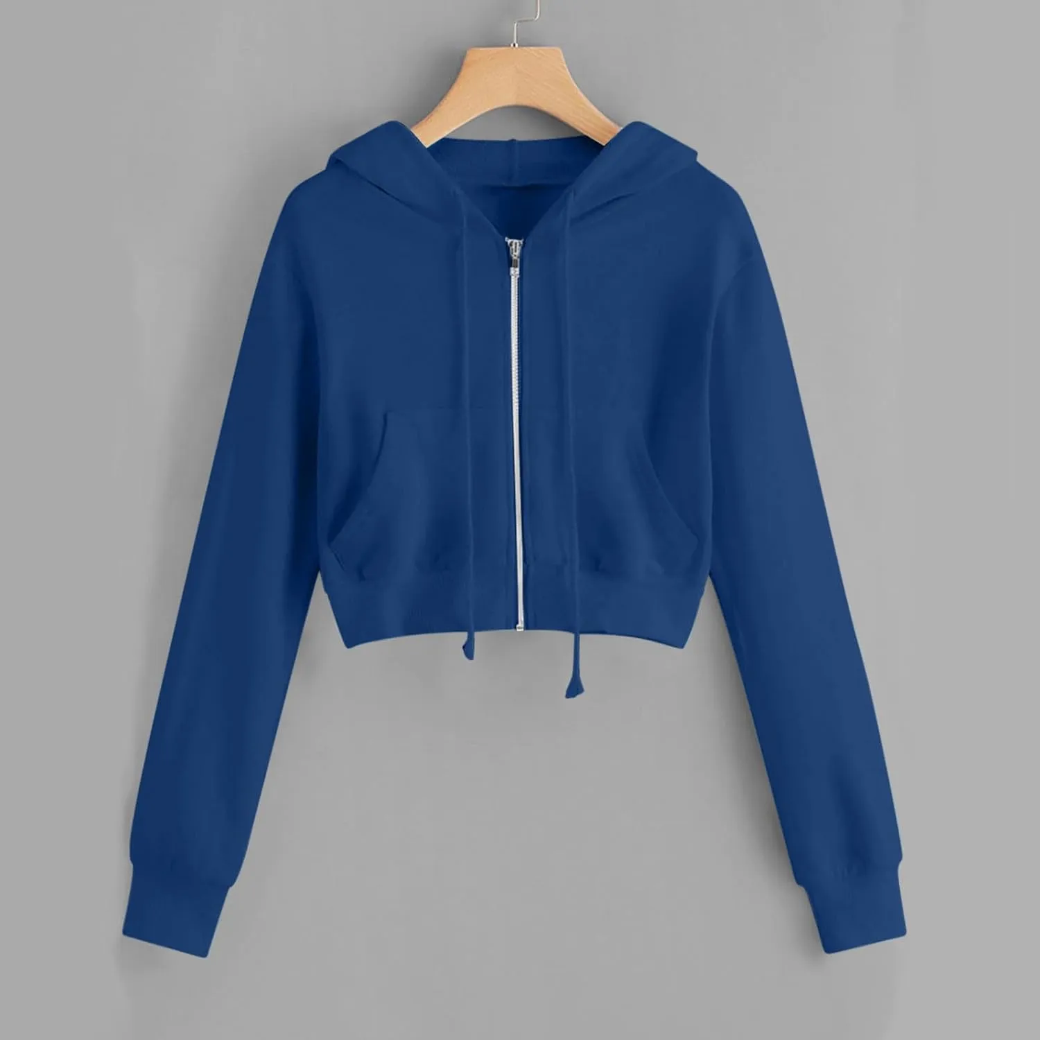 Women Zip up Cropped Hoodies Long Sleeve Crop Tops Y2k Trendy Jackets Sweatshirts Teen Girl Casual Cute Clothing 2025