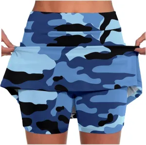 Womens Athletic Skorts Elastic High Waisted Tennis Skirts with Shorts Cute Preppy Mini Skirt with Pockets Casual Yoga Skort