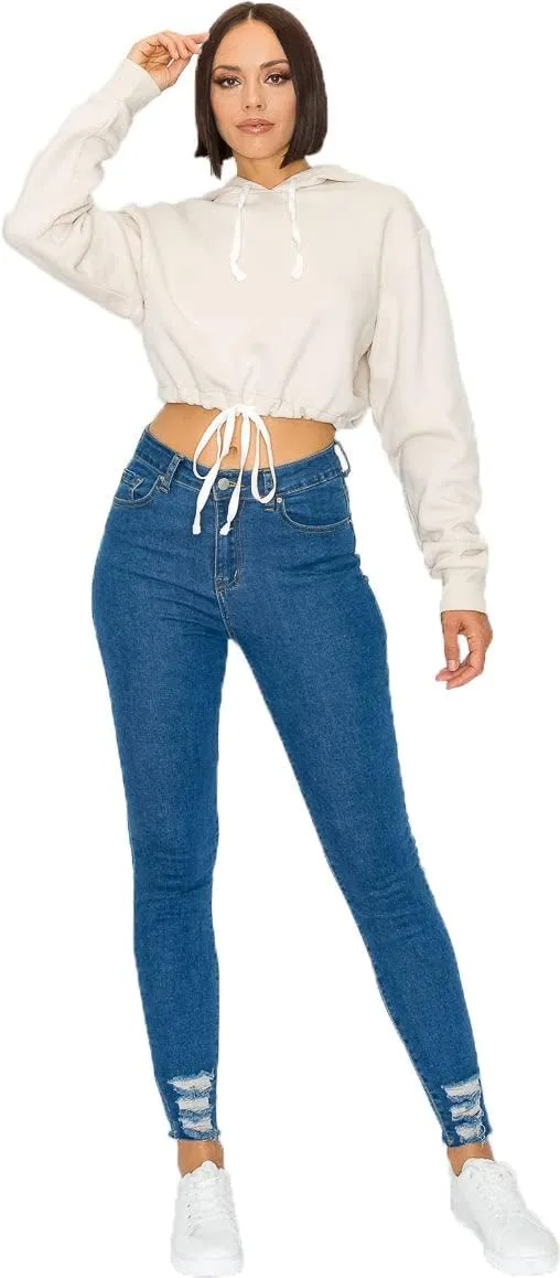 Women's Cropped Pullover Sweatshirt Hoodie Fleece Crop Tops Hoodie